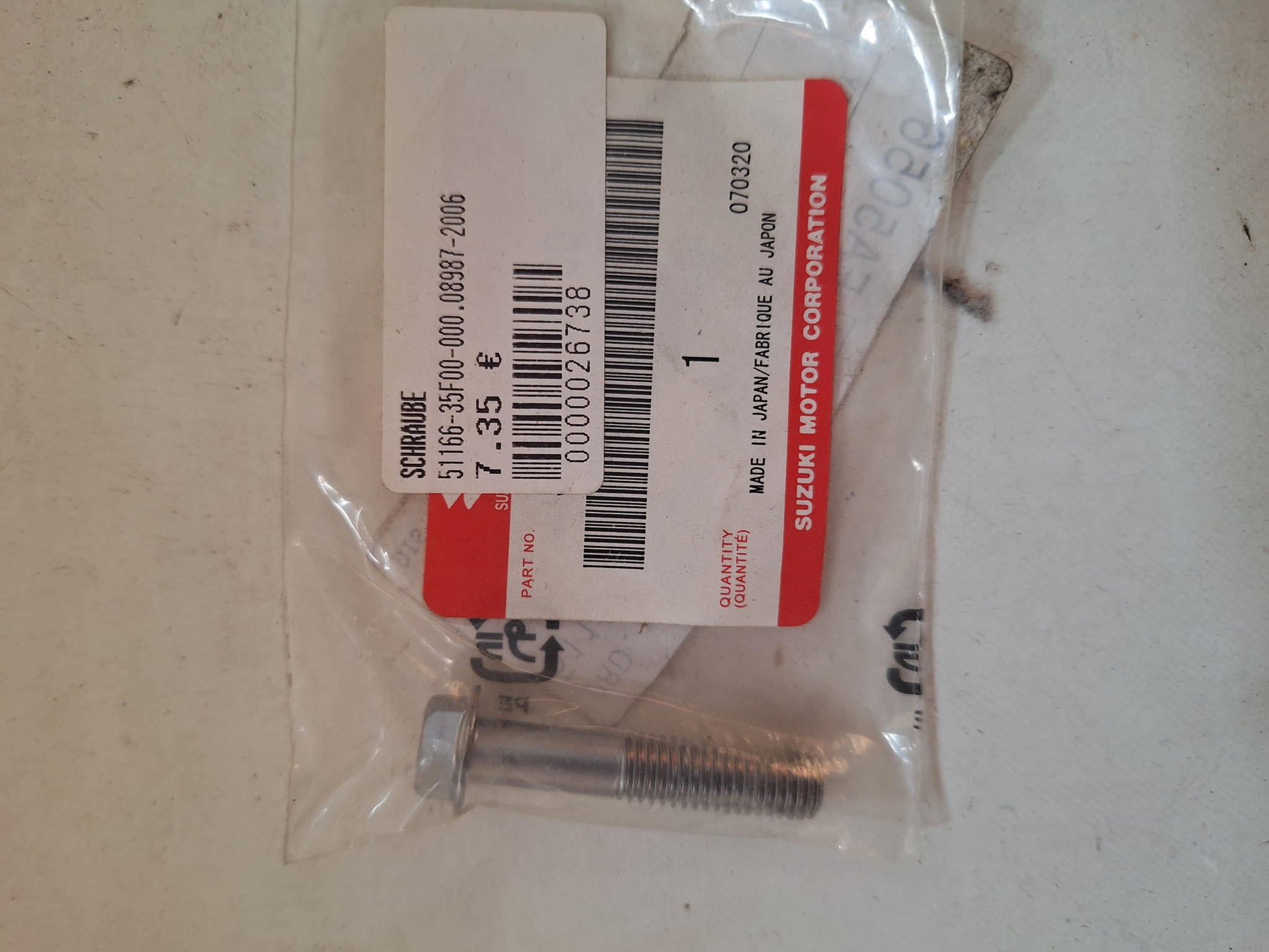 Picture of SUZUKI  SCHRAUBE  51166-35F00